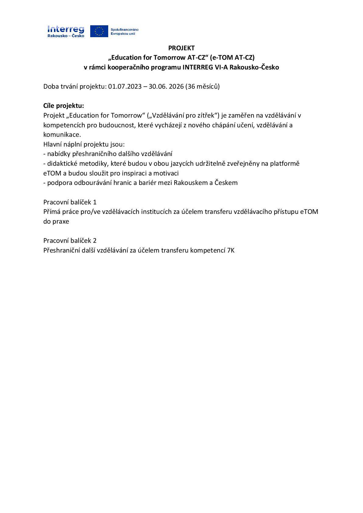 Plakát s informacemi k realizaci investice - Doučování žáků škol.